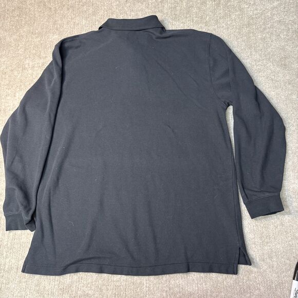 LL Bean Polo Shirt Mens L Reg Sleeve Black Traditional Fit Solid Preppy - Picture 4 of 6